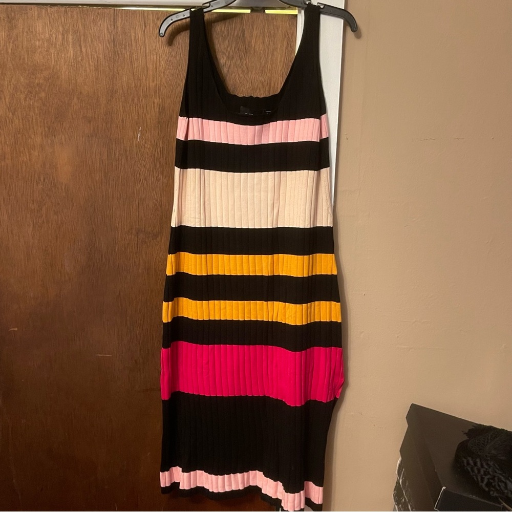 NWT 11 Honore Black and Pink Striped Dress